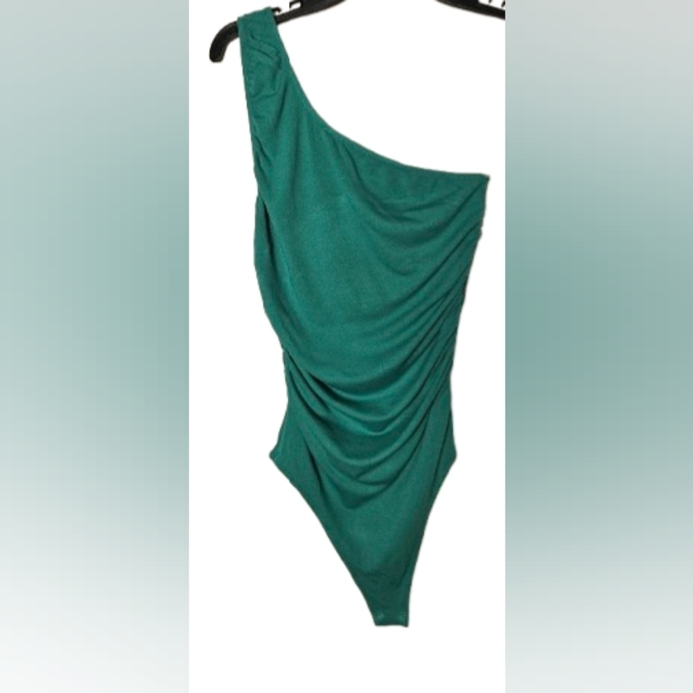 Live In The Moment Teal One-Shoulder Bodysuit Women's Size Large NWT